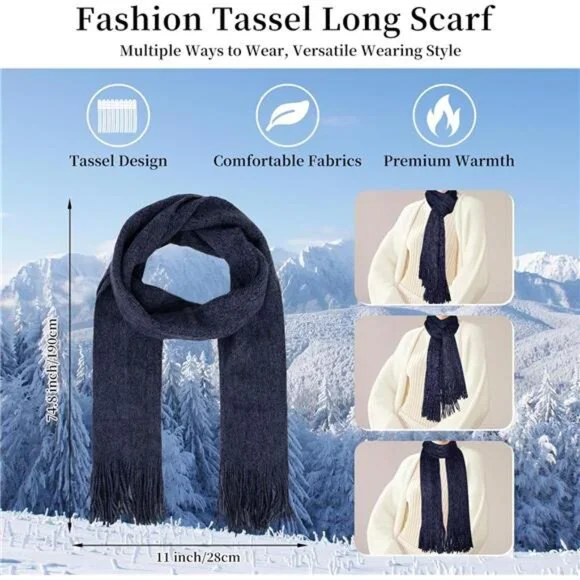 Women's Winter Warm Beanie Hat Touchscreen Gloves Long Scarf Set